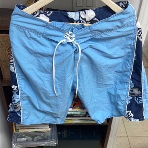 Vintage Burnside Men's Blue Floral Board Shorts